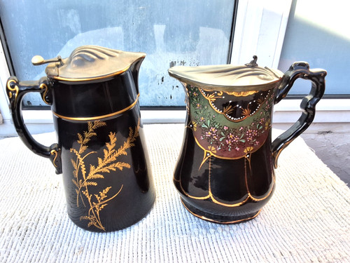 Pair antique jackfield - antique, pewter