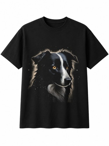 Greyscale border collie - border,