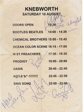 KNEBWORTH 1996 BAND ORDER