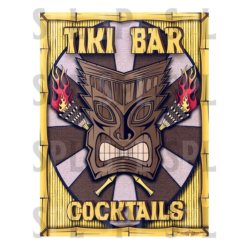 Tiki bar cocktails retro metal - cocktails,