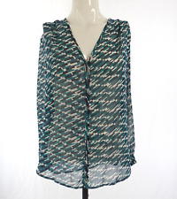 Anthropologie Shirt Blouse Top Semi Sheer Multicoloured Chiffon Pleione Size S