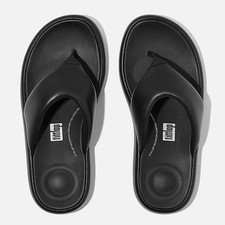 Fitflop Sandals IQUSHION D-LUXE  Padded Leather Black Toe Post  Sandals RRP £89