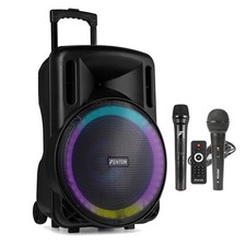 15" Portable PA Speaker System with Wireless & Wired Microphones - FT15LED MK2