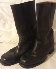 Frye Black Leather Riding Biker Boots UK 12 US 13 Made In USA