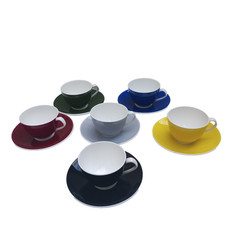 Vintage Coffee Cups Saucers Plain Colour Small Crown Queensberry Tableware China