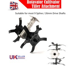 Tiller Cultivator Attachment, 26mm 9 Teeth Power Tiller Tines for Gardening UK