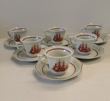 Wedgwood Georgetown Collection Flying Cloud Cup & Saucer, Set of 6