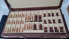Chavet Boxed Chess Set  & Board Anciette Finish. Staunton Style. 