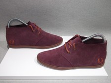 FRED PERRY Women's Suede Chukka Shoes Burgundy  Size: UK 4 / EU 37 - VGC