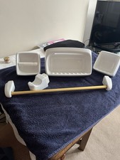 Vintage Porcelain White Bathroom Accessories- 5 piece Set