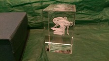 Laser Etched 3D Glass Paper Weight Trophy Runners Engraved Inside. New In Box. 