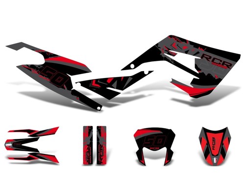 Decal set black - set, black-red-grey