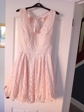 Ladies Chi Chi Pink Lace Short Party/Prom Skater Dress Size 14