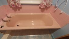 Vintage 70s pink cast iron bathtub