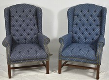 Pair Tufted Designer Mahogany