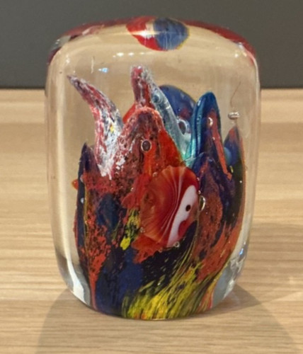 Artglass paperweight with - with, two