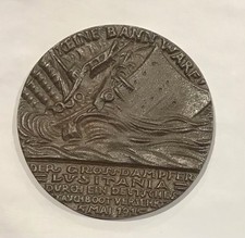 1915 Great Britain The Sinking of RMS Lusitania WW1 Propaganda Restrike Medal