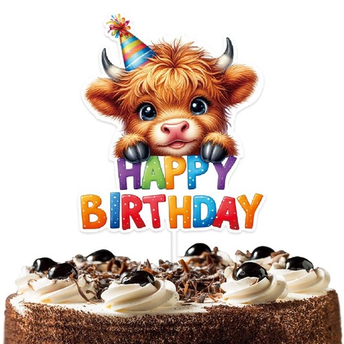 Highland cow cake topper farm - highland,