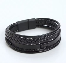 Mens Leather Bracelet Braided