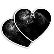 2x Vertical Vinyl Sticker Fierce Black Wolves Wolf Dog Fight #52841