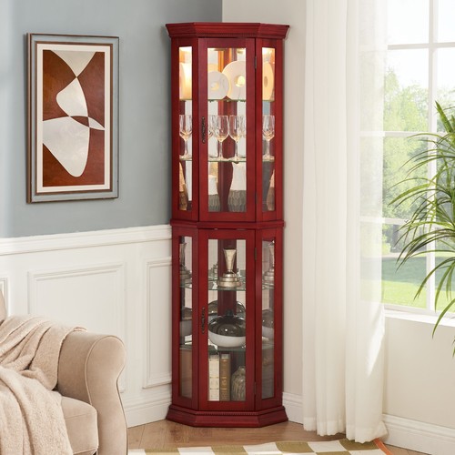 Lighted corner curio cabinet - lighted,