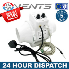 125mm Low Noise Fan with Speed & Temperature Control Thermostat inline Duct Fan