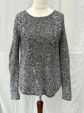 H&M Black and White Marl Cotton Blend Knitted Jumper Size S B14