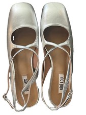 BIBI LOU DESIGNER SILVER LEATHER HEELED SLINGBACK  SANDALS UK 5 EUR  38