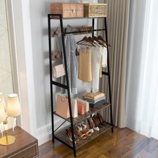Wisfor Industrial Clothes Rail Rack Coat Stand Garment Wardrobe Bedroom Entryway