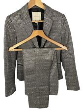 Monsoon Silver Chintz bolero Short Jacket Trouser Cotton Blend Suit Size Uk 10/8