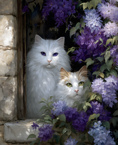 8x10 cat and kitten sitting - kitten,
