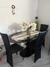 Black Oval Style Glass Dining