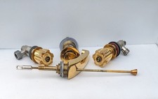 A Vintage Unused Bathroom Sink Set Of Gold Hot And Cold Taps, Plunger And Spout