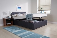 End Lift 5ft King Ottoman faux leather gas lift up storage bed BLACK graded
