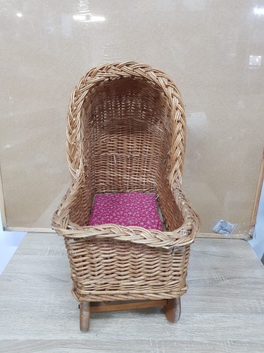 Vintage brown wicker baby - wicker, doll
