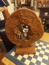 Vintage Large 7kg 50cm Mounted Tree Trunk Slice Circle Section Rustic Display *
