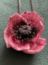 Royal Doulton Vintage Sterling Silver Of P P & S Ceramic Poppy Necklace