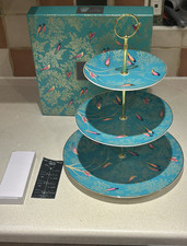 Boxed Sara Miller For Portmeirion Chelsea Green 3 Tier Afternoon Tea Cake Stand