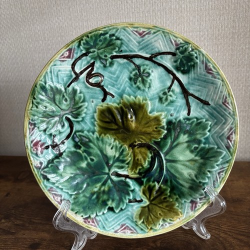 Antique majolica pottery plate - antique,