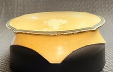 Vintage 1920s -1930s Enamelled Trinket Jewellery Tin Green Velvet Interior