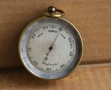 ANTIQUE COMPENSATED POCKET COMPASS WITH BAROMETER & THERMOMETER