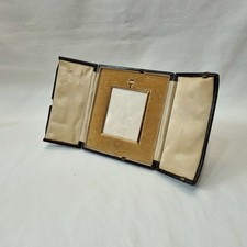 Antique Victorian leather cased travelling photograph frame with easel stand.