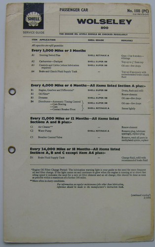 Wolseley 1100 shell servicing - wolseley,