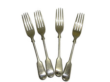 Fiddle Back Forks 4 Silver Plated MW & Sons A1 EPNS Cutlery Flatware Vintage