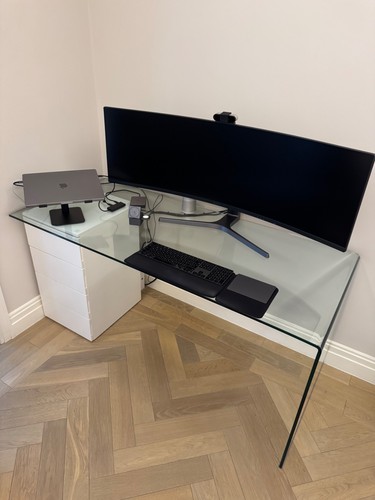 Modern glass office desk - glass,