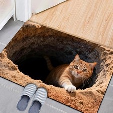 3D Optical Illusion Cat Rug