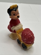 Vintage 1960s Disney Ramp Walker MINNIE MOUSE w/stroller baby carriage PULL TOY