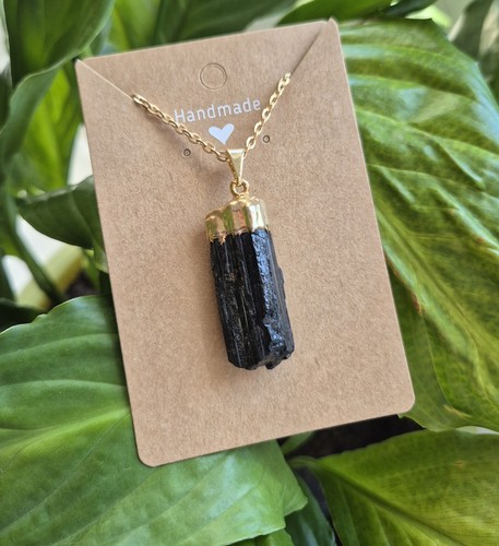 Raw black tourmaline - raw, pendant