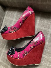 Red Pink High Platform Wedges