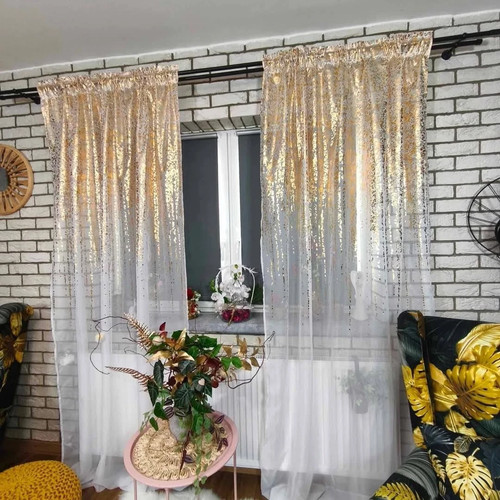 Gold glitter voile curtain - 2,